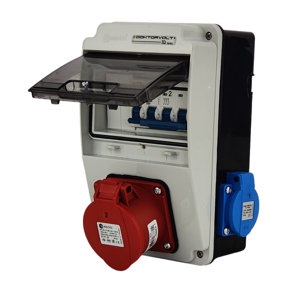 Gebäudeverteiler Xs-s 16a 2x230v Erbetka Ip44 Steckdose Doktorvolt Dv-2144-f