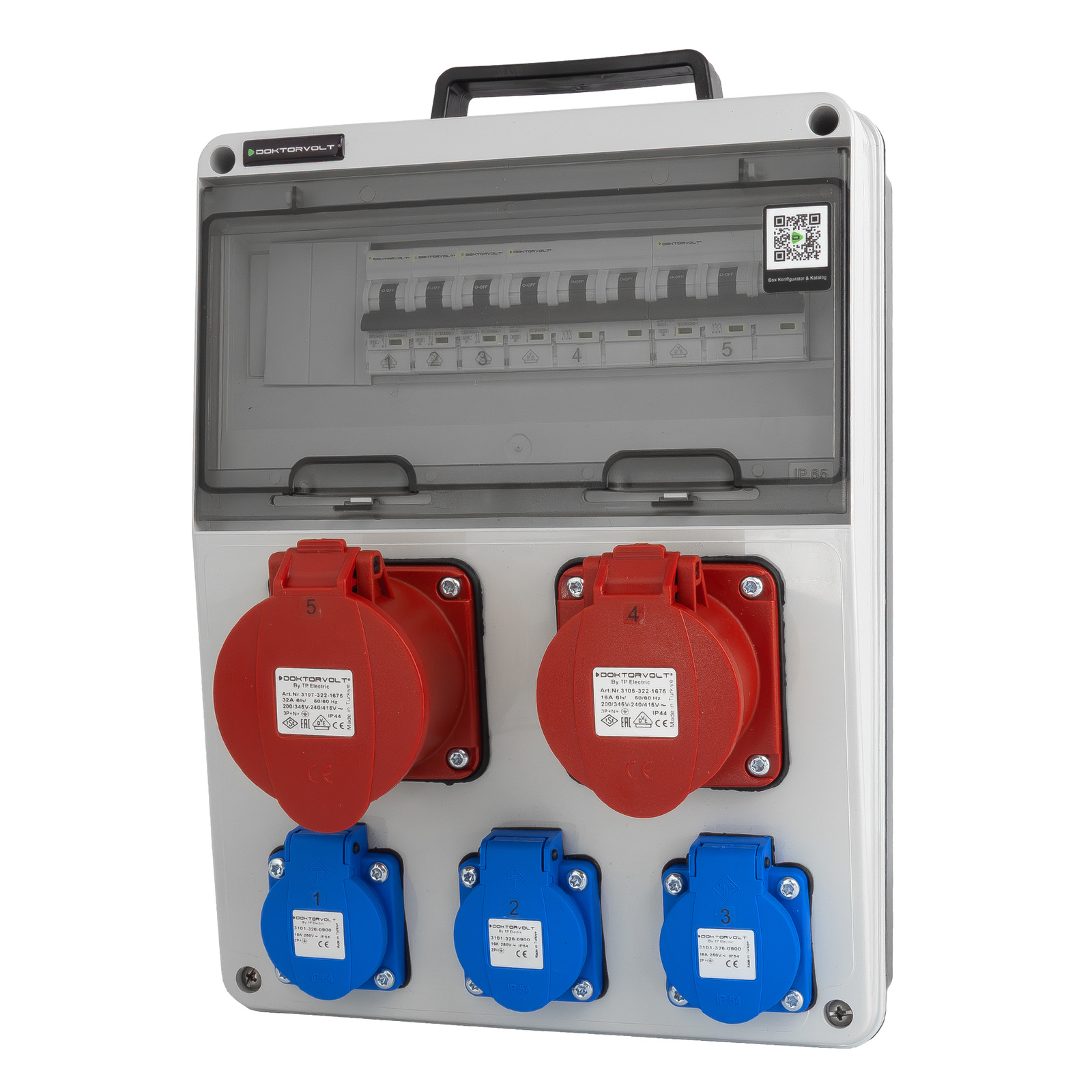 Bauverteilerkasten 16a 32a Cee 3x230v Erbetka Mit Griff Gesichert Doktorvolt Dv-8119-f