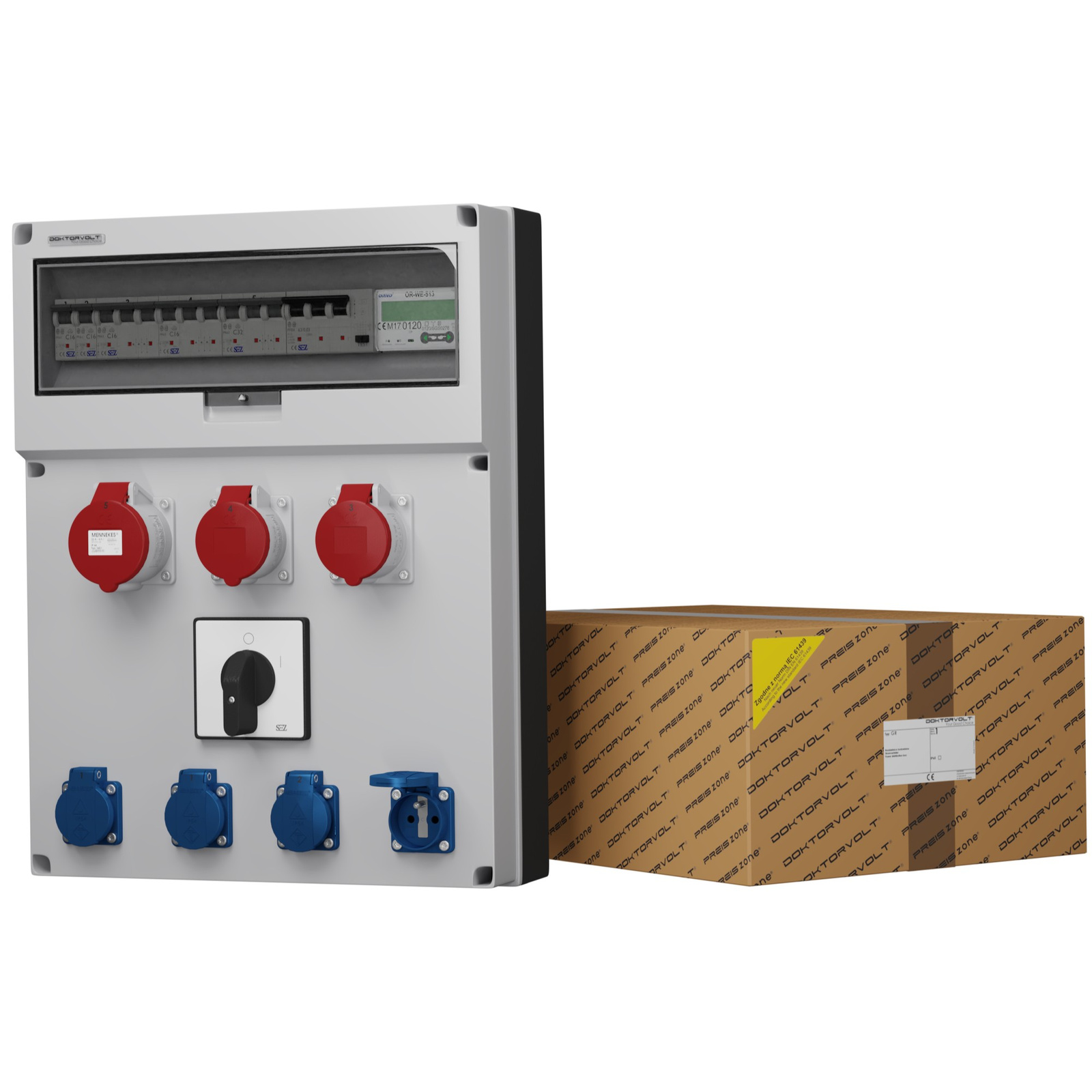 Gebäudeverteilerkasten Mit Mid-zähler Und Gr-s/fi 32a 2x16a 4x230v Doktorvolt® 0465 Schalter