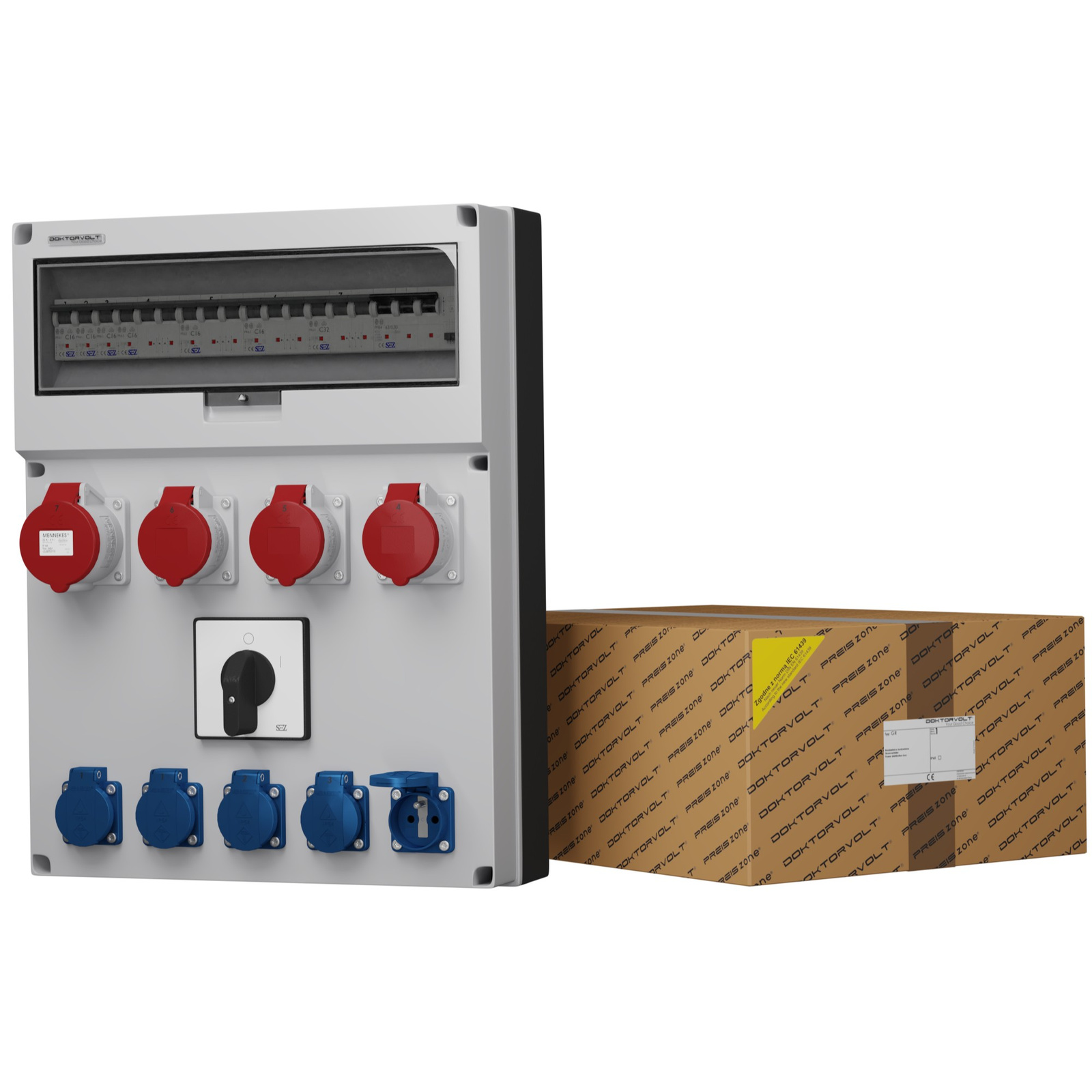 Gebäudeverteiler Mit 0-1-schalter Gr-s/fi 32a 3x16a 5x230v Doktorvolt® 0441