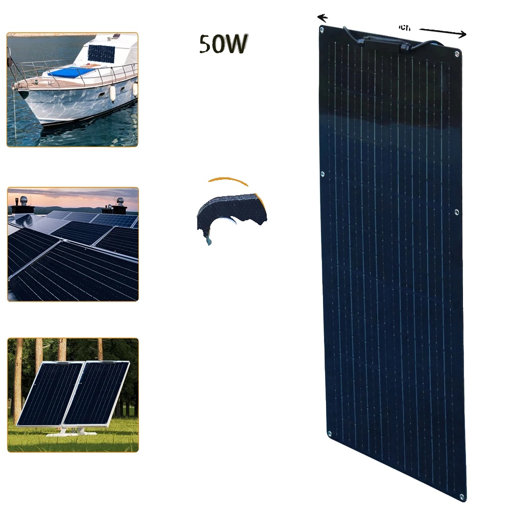 Solarmodul, Flexibles Design, Hohe Effizienz, Schwarzes 100-w-set