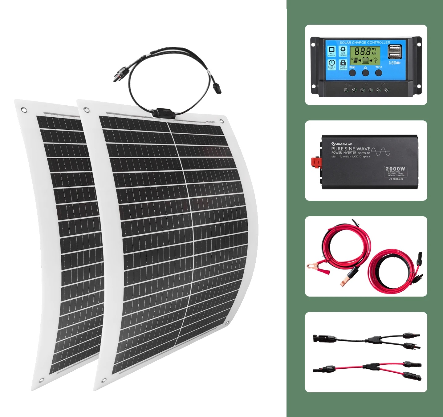 Solarpanel, Tragbar, Wasserdicht, 200 W