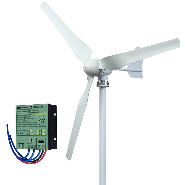 Windkraftanlage, Hohe Effizienz, Robuste Bauweise, 12 V, 800 W, 3 Rotorblätter