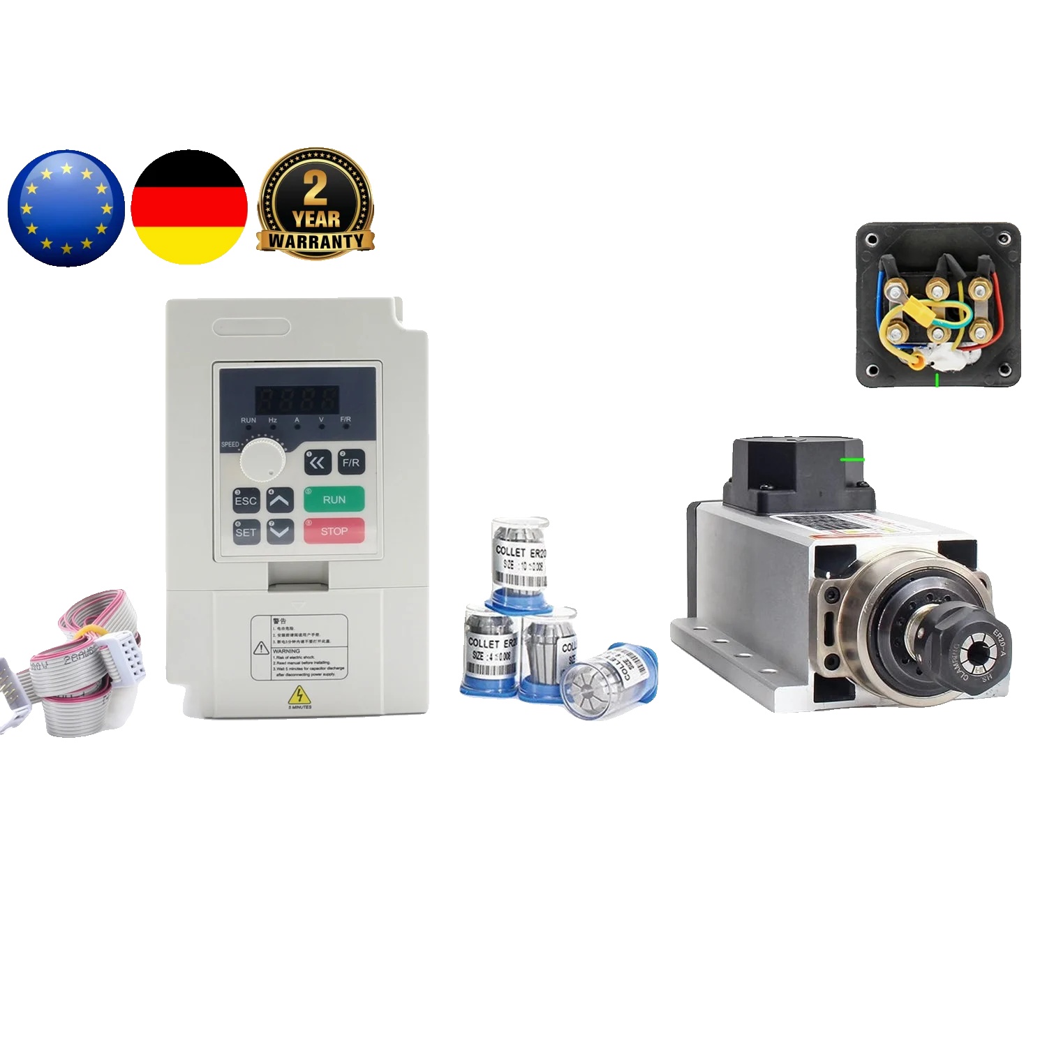 Luftgekühlter Spindelmotor, 24.000 U/min, 2,2 Kw Frequenzumrichter, Mit Mini-frequenzumrichter
