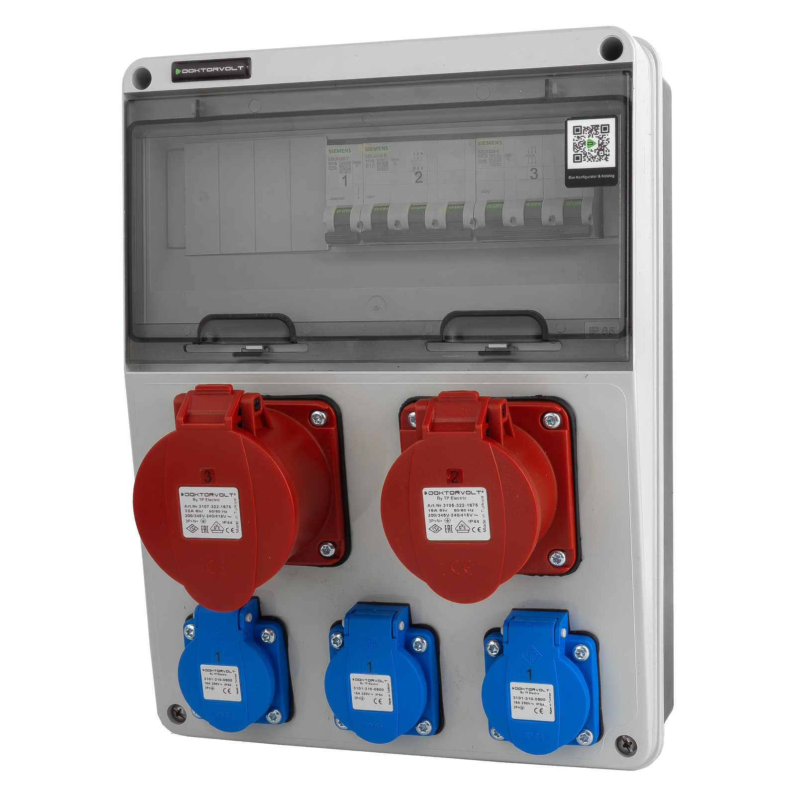 Bauverteiler Jun-s 32a/16a 3x230v Schuko-erbetka Mit Siemens Doktorvolt Dv-5565-d Schutz