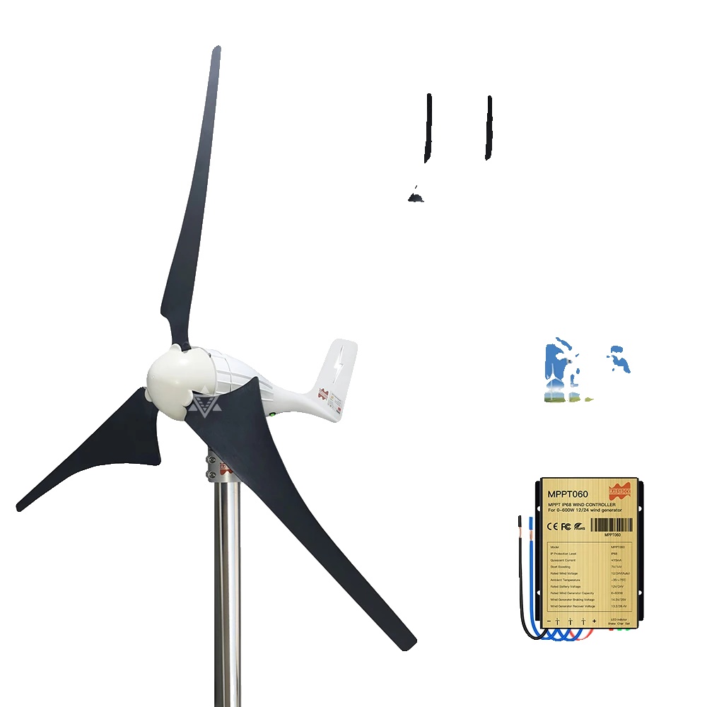 Windkraftanlage, 500 W Leistung, Robuste Bauweise, 1 Welle Mit Sockel, 500 W, 12 V