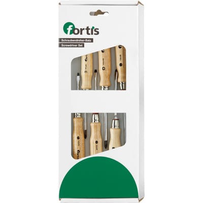 Schraubendreher-Satz mit Holzheft 6-tlg. für Schlitz/PZ - Fortis