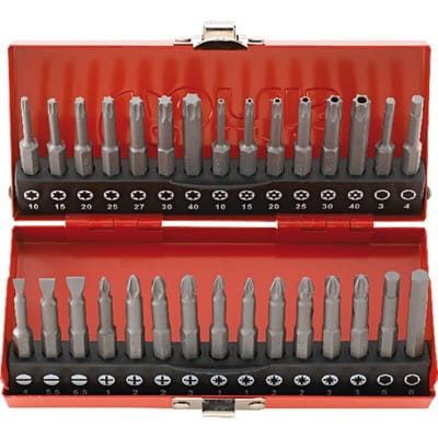 Bit-Sortiment mit 50 mm Bits 30-tlg. für Schlitz/Innensechskant/PH/PZ/TORX - Fortis