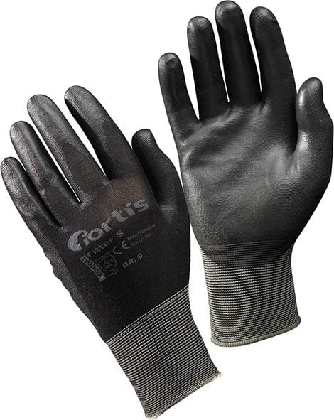 Handschuh Fitter s, PU/Polyamid,schwarz, Gr.9 Fortis