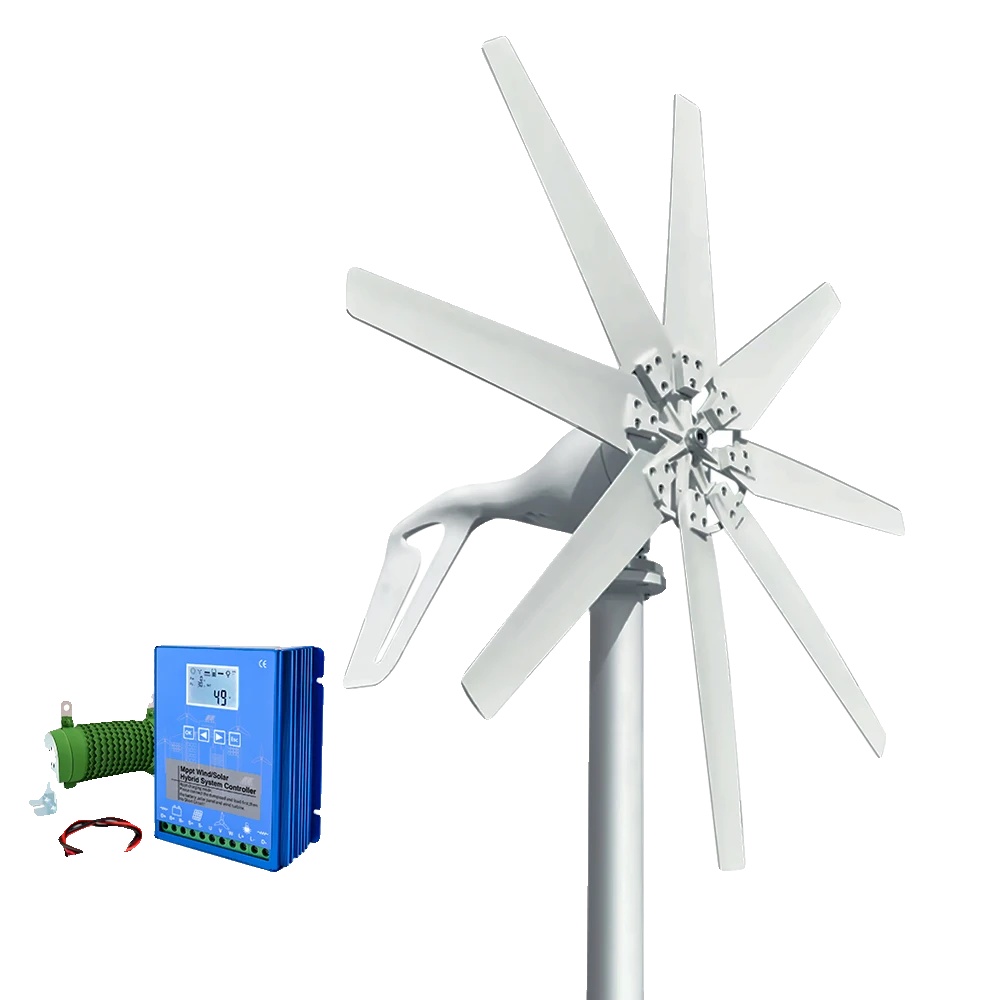 Windkraftanlage Mit Hybrid-mppt-regler, Kleine Horizontale 1000-w-windkraftanlage Mit Lcd-controller, 1000 W, 48 V