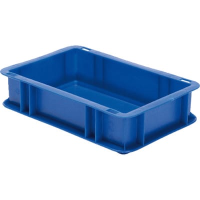 Transport-Stapelkasten B300xT200xH75 mm blau, geschlossen ohne Griffloch - La-ka-pe