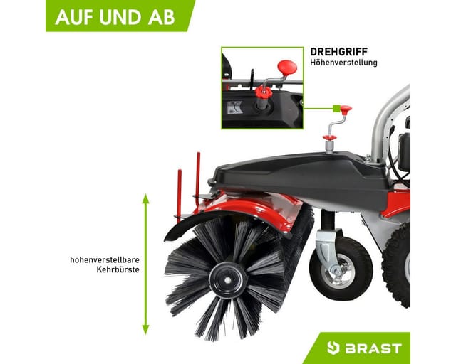 BRAST Benzin Kehrmaschine Laubsammler Schneeschieber XXL Premium 4,8kW(6,5PS) 100cm Arbeitsbreite Elektrostart Schneeketten 3in1 Gerät