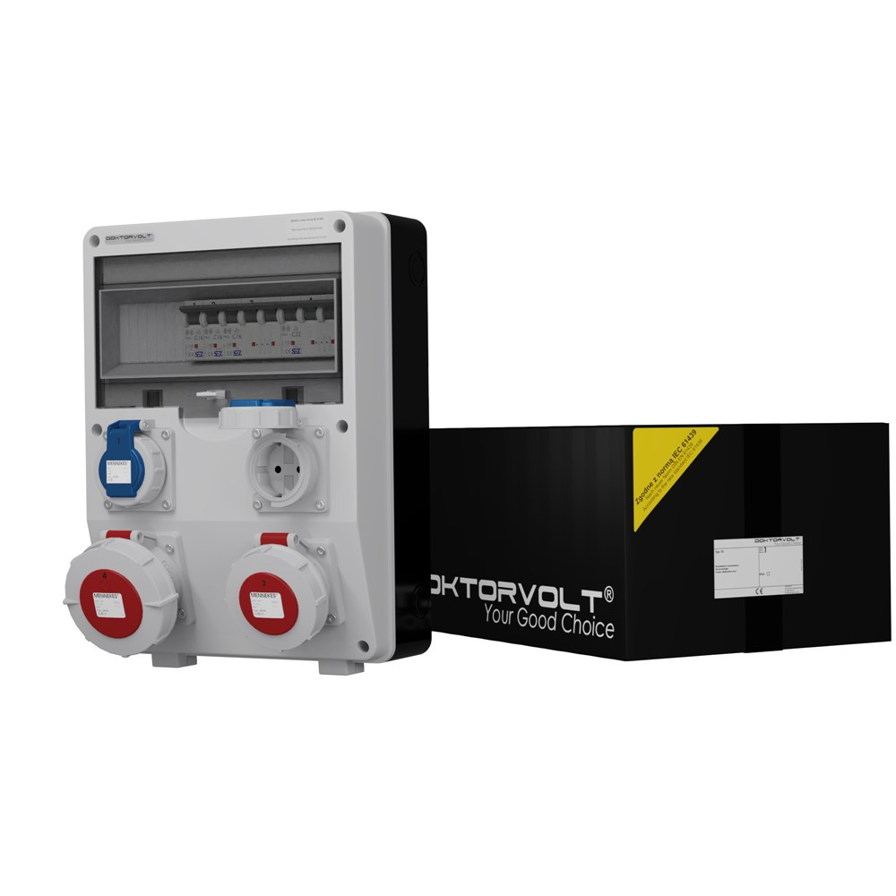 Gebäudeverteiler Td-s 32a 16a 2x230v Ip65 Schuko Doktorvolt 6046