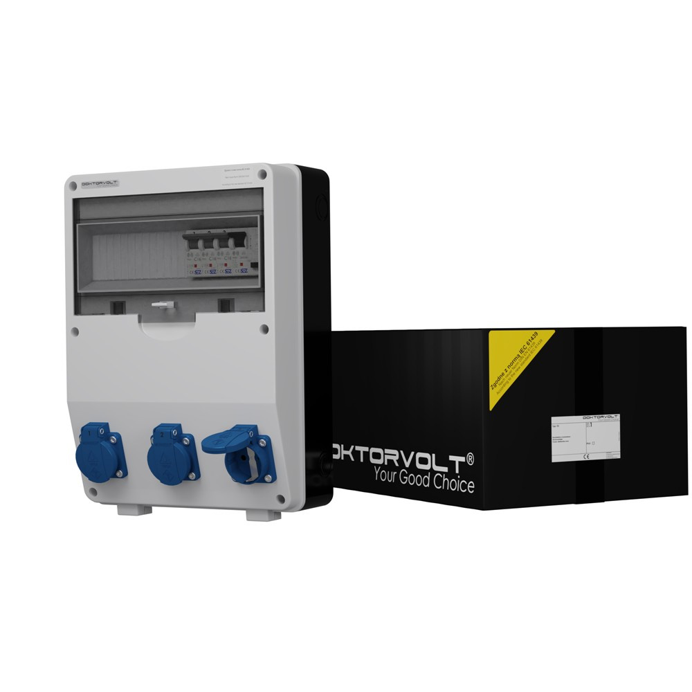 Gebäudeverteiler Td-s/fi 3x230v Schuko Doktorvolt 9023