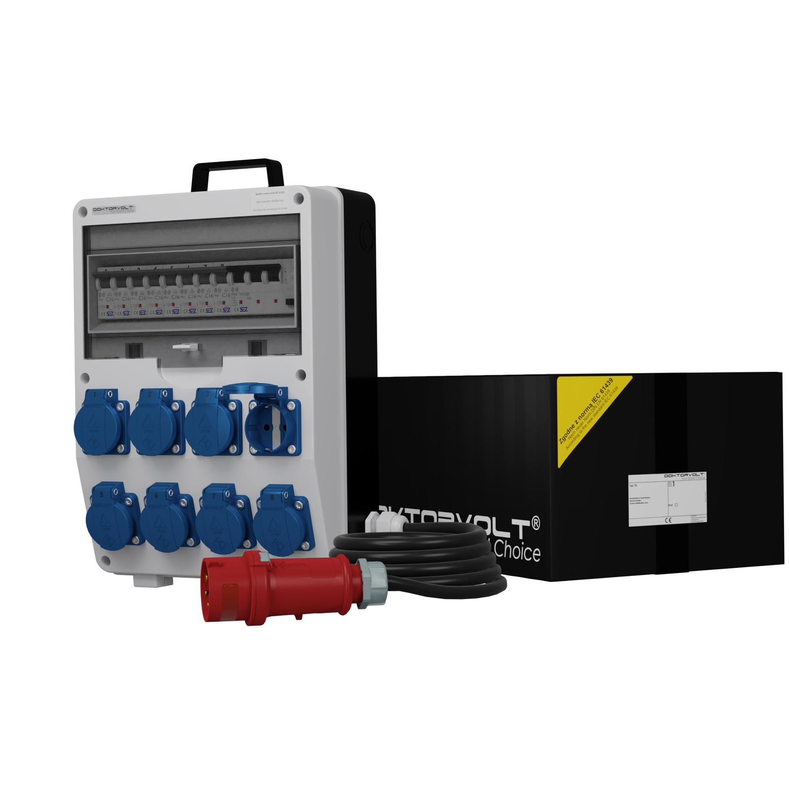 Gebäudeverteiler Mit Kabel Td-s/fi Skh 8x230v Schuko Doktorvolt 9719