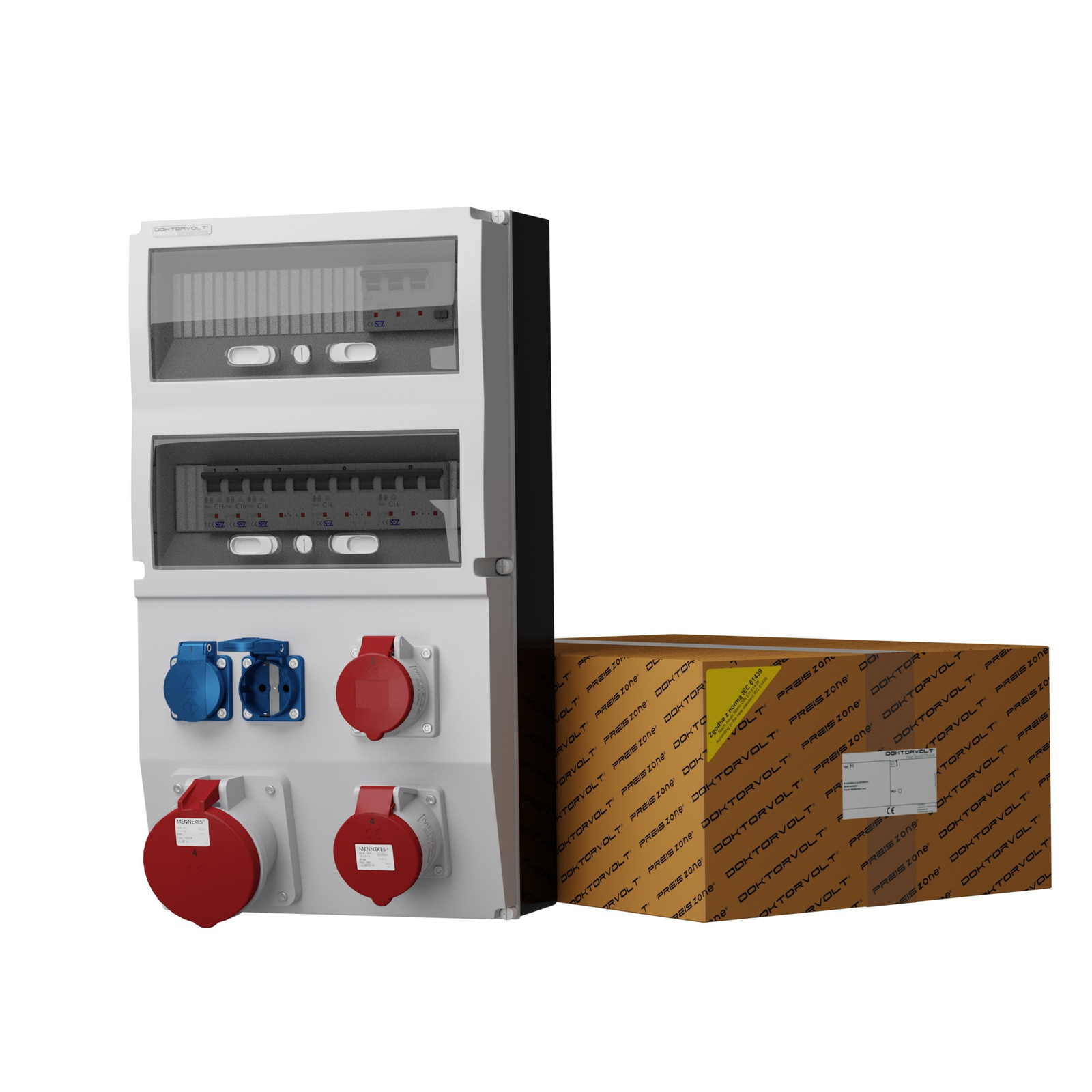 Ext-s/fi Gebäudeverteiler 63a 32a 16a 2x230v Steckdosen Mennekes Doktorvolt® 0854