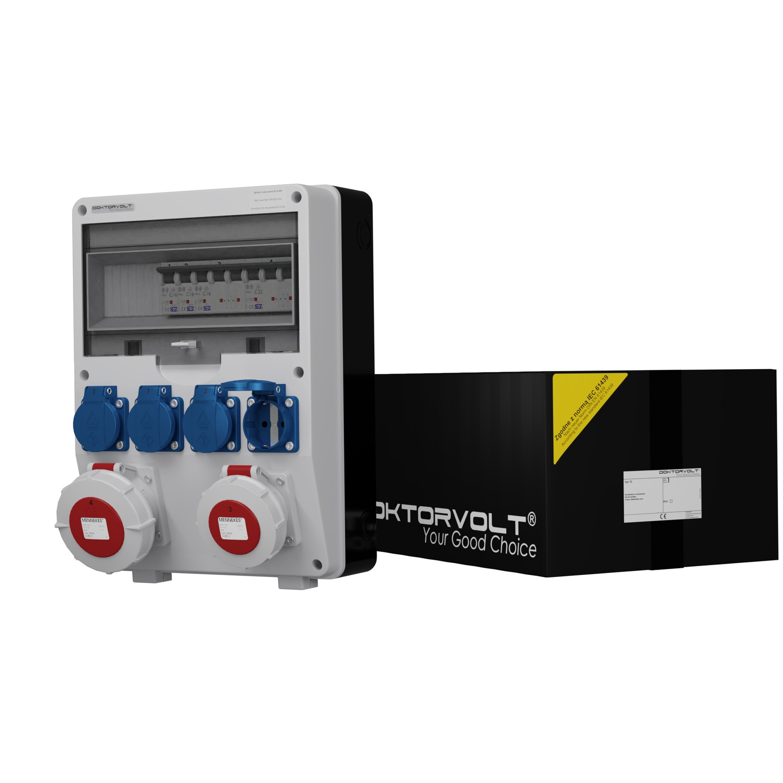 Gebäudeverteiler Td-s 32a 16a Ip67 4x230v Schuko Doktorvolt 0069