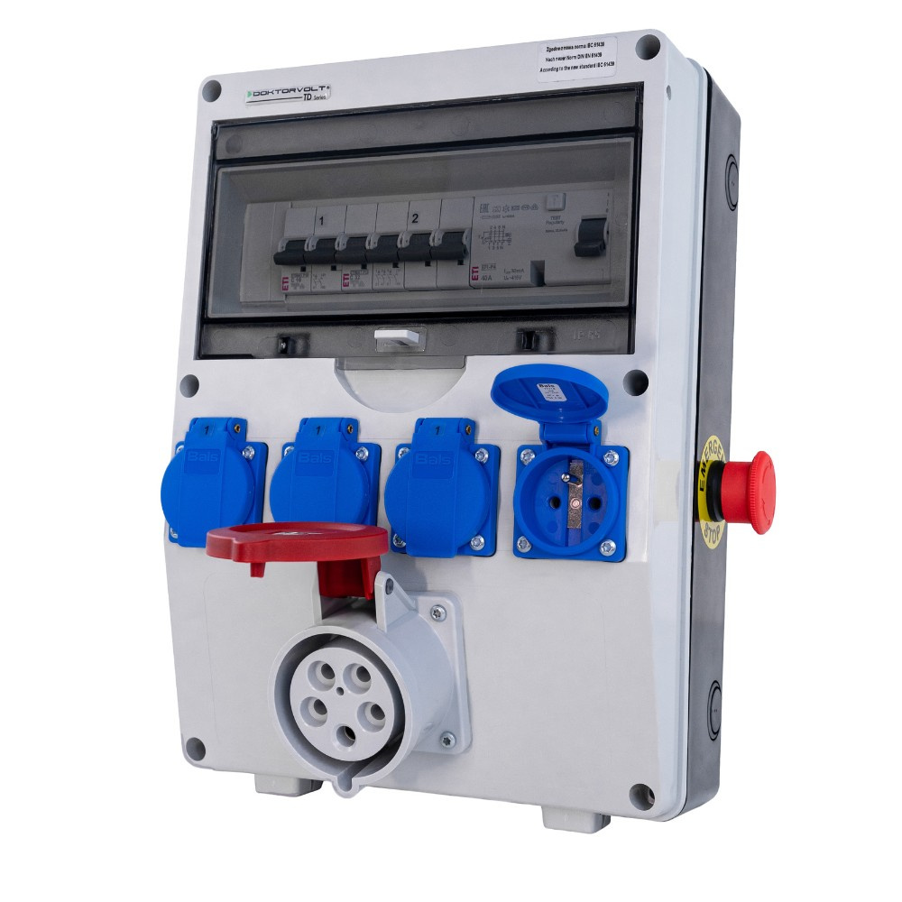 Verteilerkasten Td-s/fi 32a/5p 4x230v Fr Not-aus-taster 1499