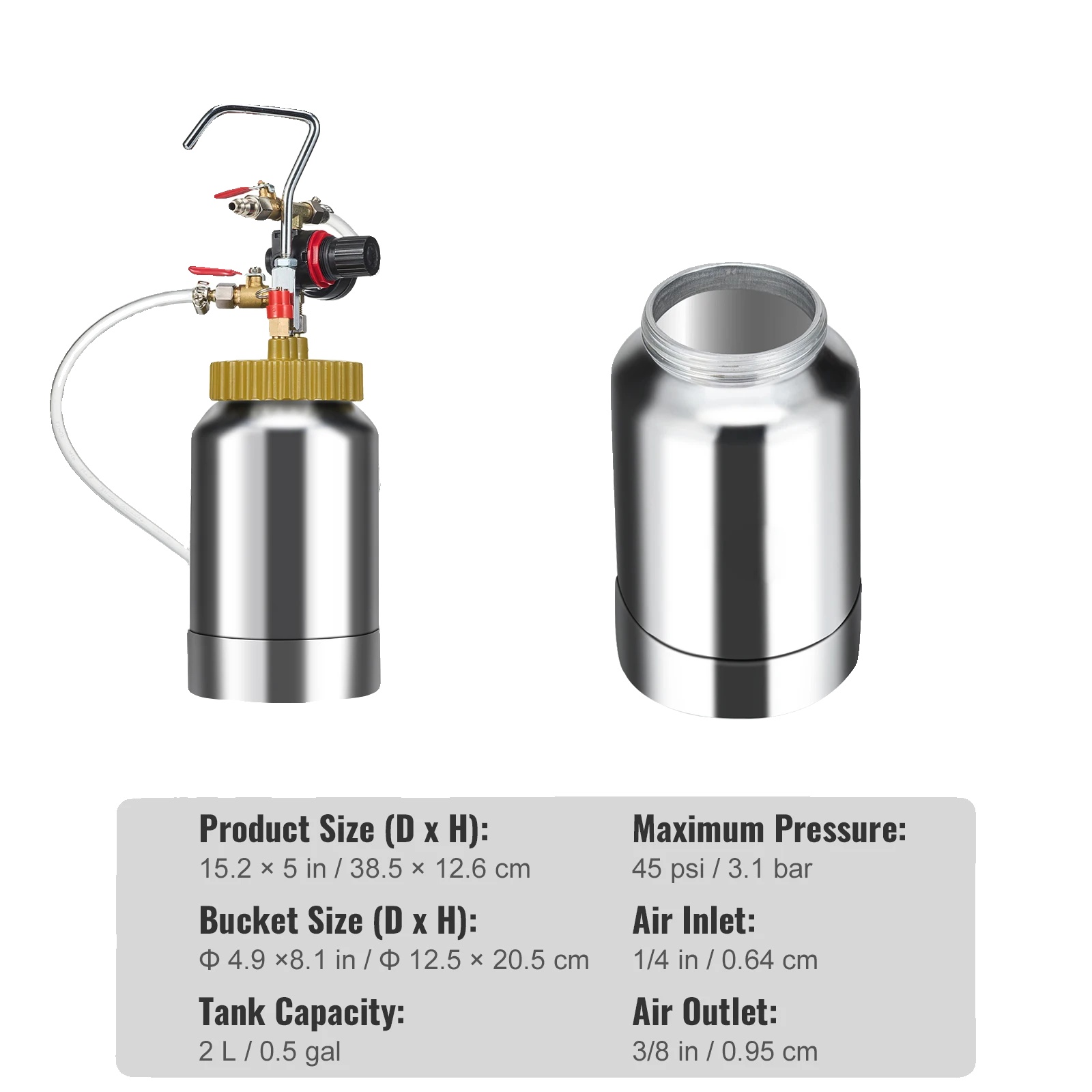 Hvlp-farbspritzgerät, 600-ml-tank, Einstellbare Durchflussmenge, Gold