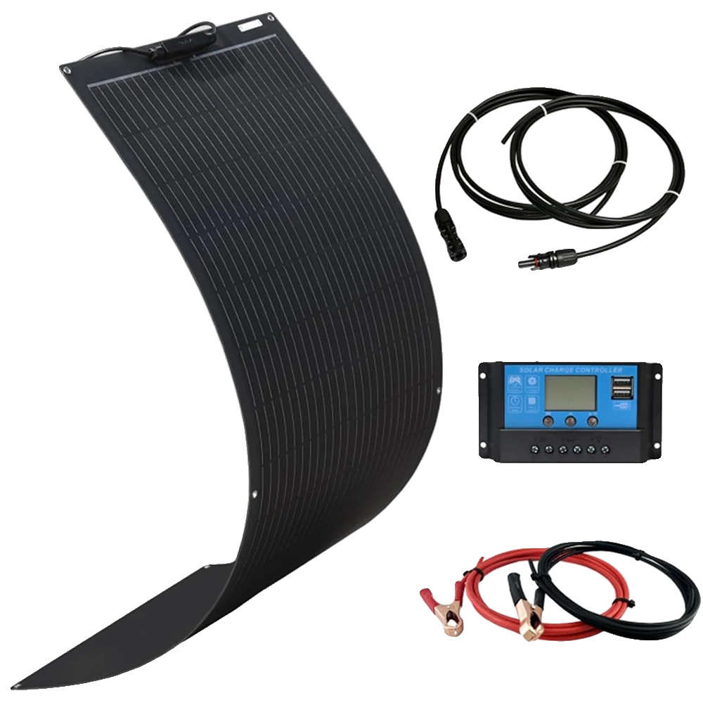Photovoltaikmodul, Monokristallin, Flexibles Design, 200 W (2 Stück 100 W Set)