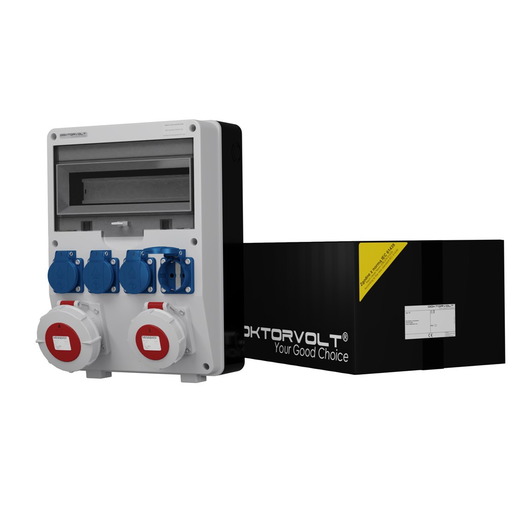 Gebäudeverteilerkasten Td 32a 16a Ip67 4x230v Schuko Doktorvolt 2213