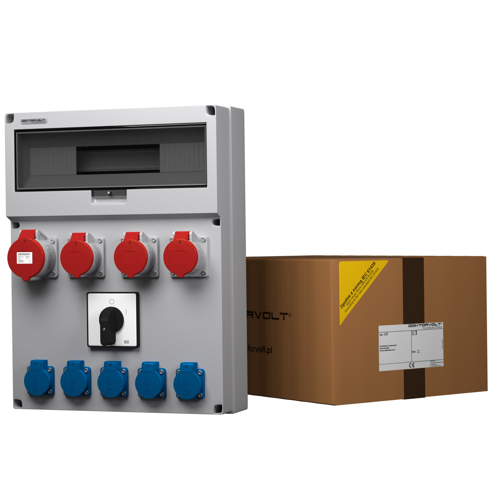 Gebäudeverteiler Mit Schalter Gr 32a 3x16a 5x230v Schuko Mennekes Doktorvolt® 9061