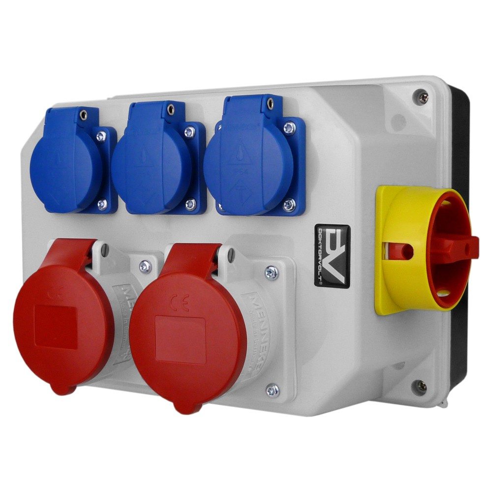 Gebäudeverteiler Mit Trennschalter 32a Bau 2x16a 3x230v Schuko Mennekes Doktorvolt® 9771