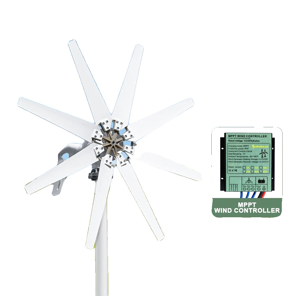 Windkraftanlage, Kompakte Bauweise, Hoher Wirkungsgrad, Weiß, 600 W, 24 V