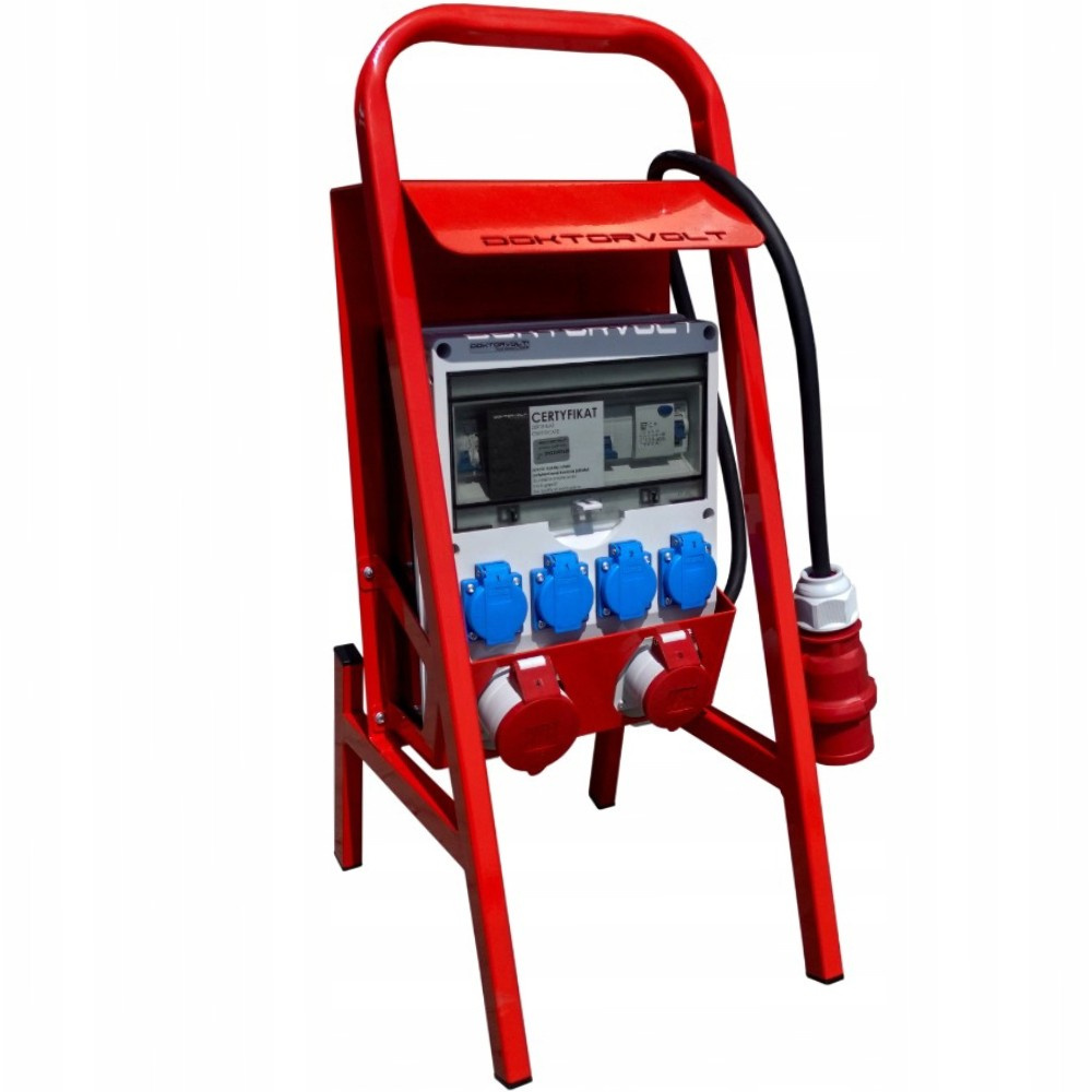 Bauverteilerkasten Auf Ständer Mit Kabel Td-s/fi 32a 16a 4x230v Set Doktorvolt Dv-6238-f