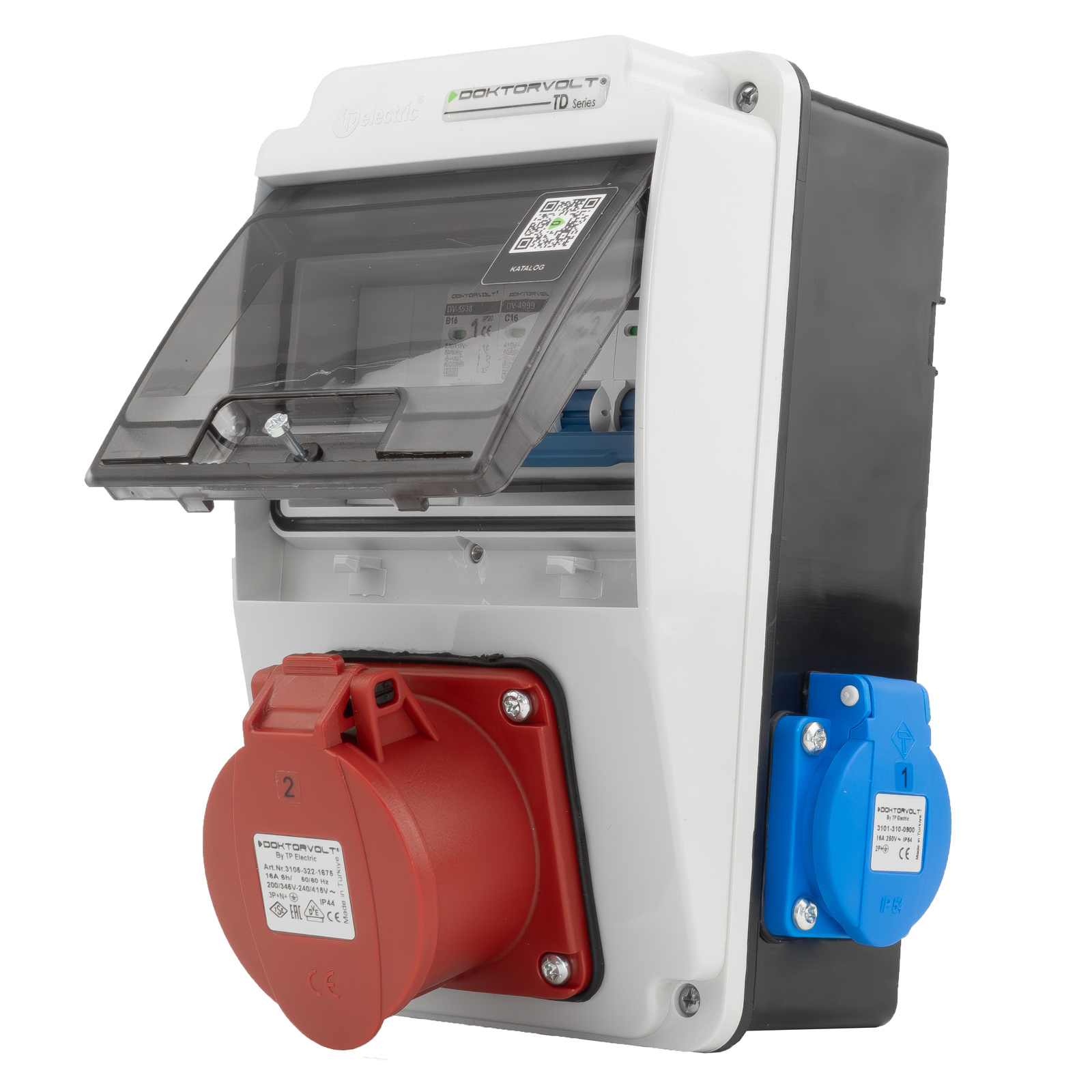 Gebäudeverteiler Xs-s 16a 2x230v Erbetka Ip44 Steckdose Doktorvolt Dv-5107-d