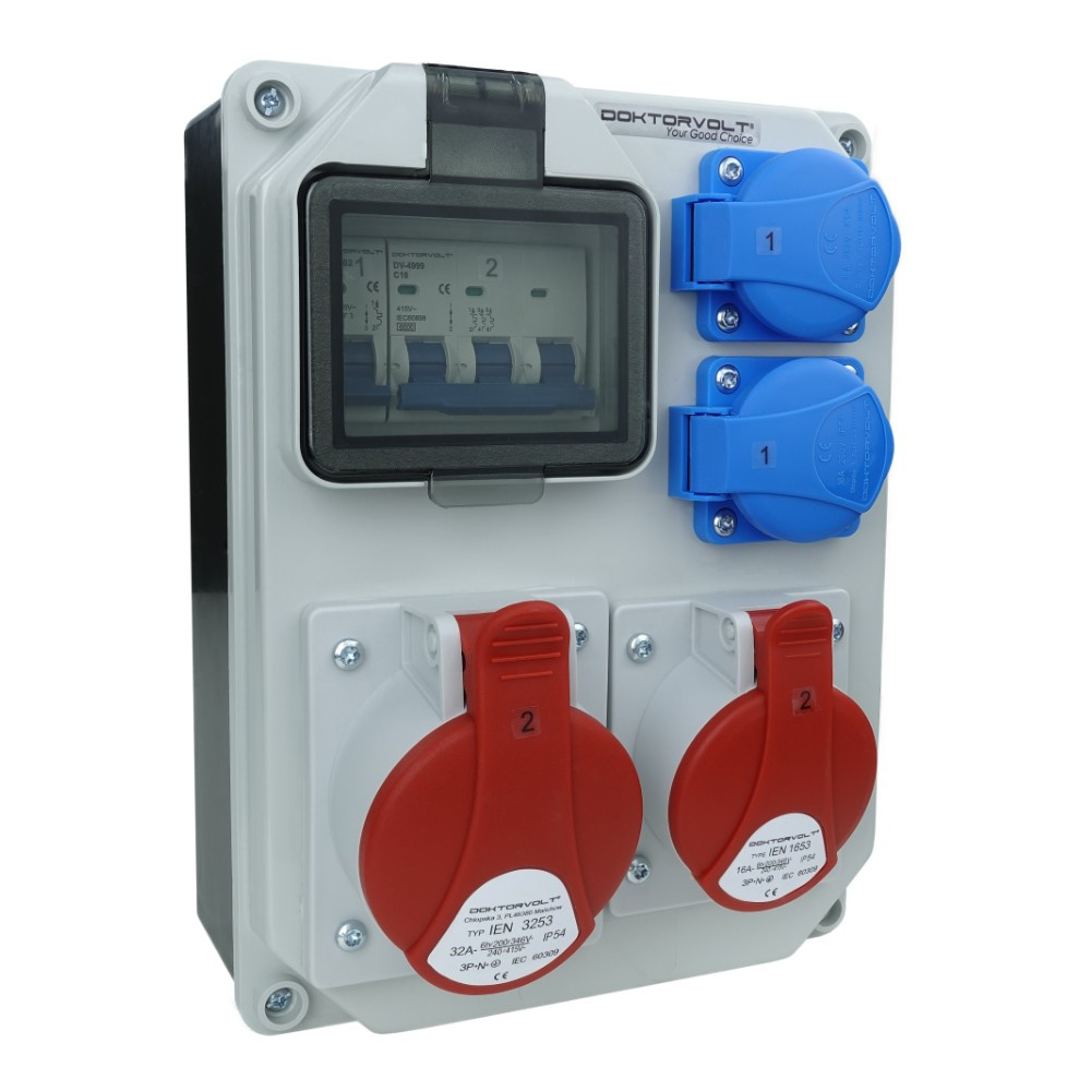 Bewehrter Gebäudeverteilerkasten Hl-s 32a 16a 2x230v Doktorvolt Dv-5354-f