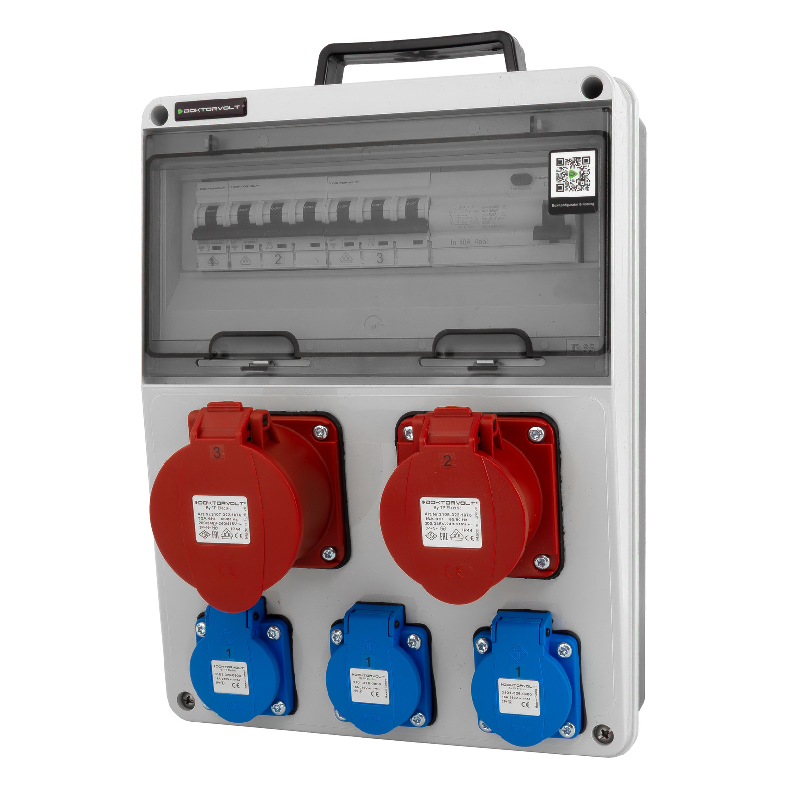 Bauverteilerkasten 16a 32a Cee 3x230v Erbetka Mit Griff Gesichert Doktorvolt Dv-8126-f