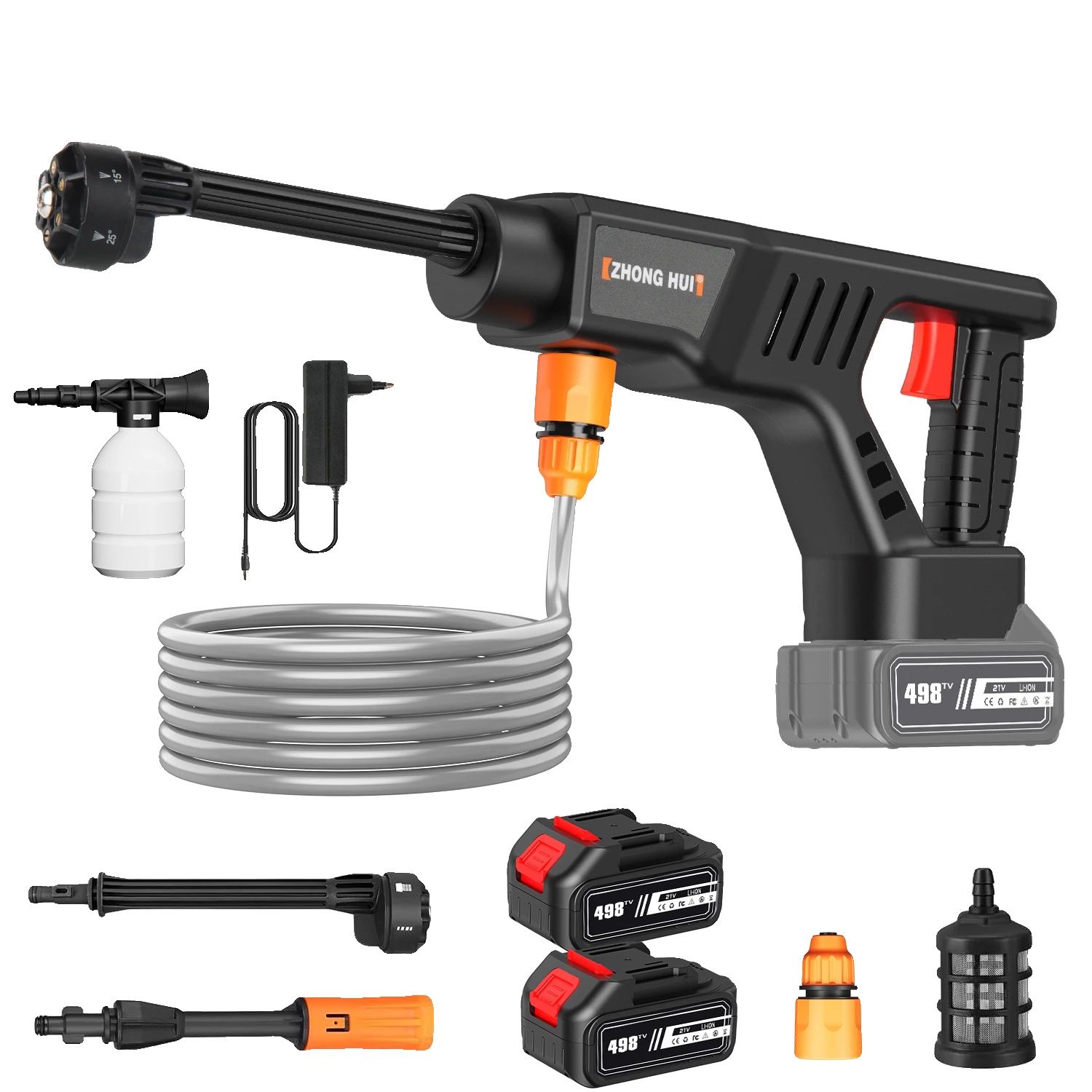 Kabelloser Hochdruckreiniger, 6-in-1-düsen, Tragbares, Wiederaufladbares Design, Eu