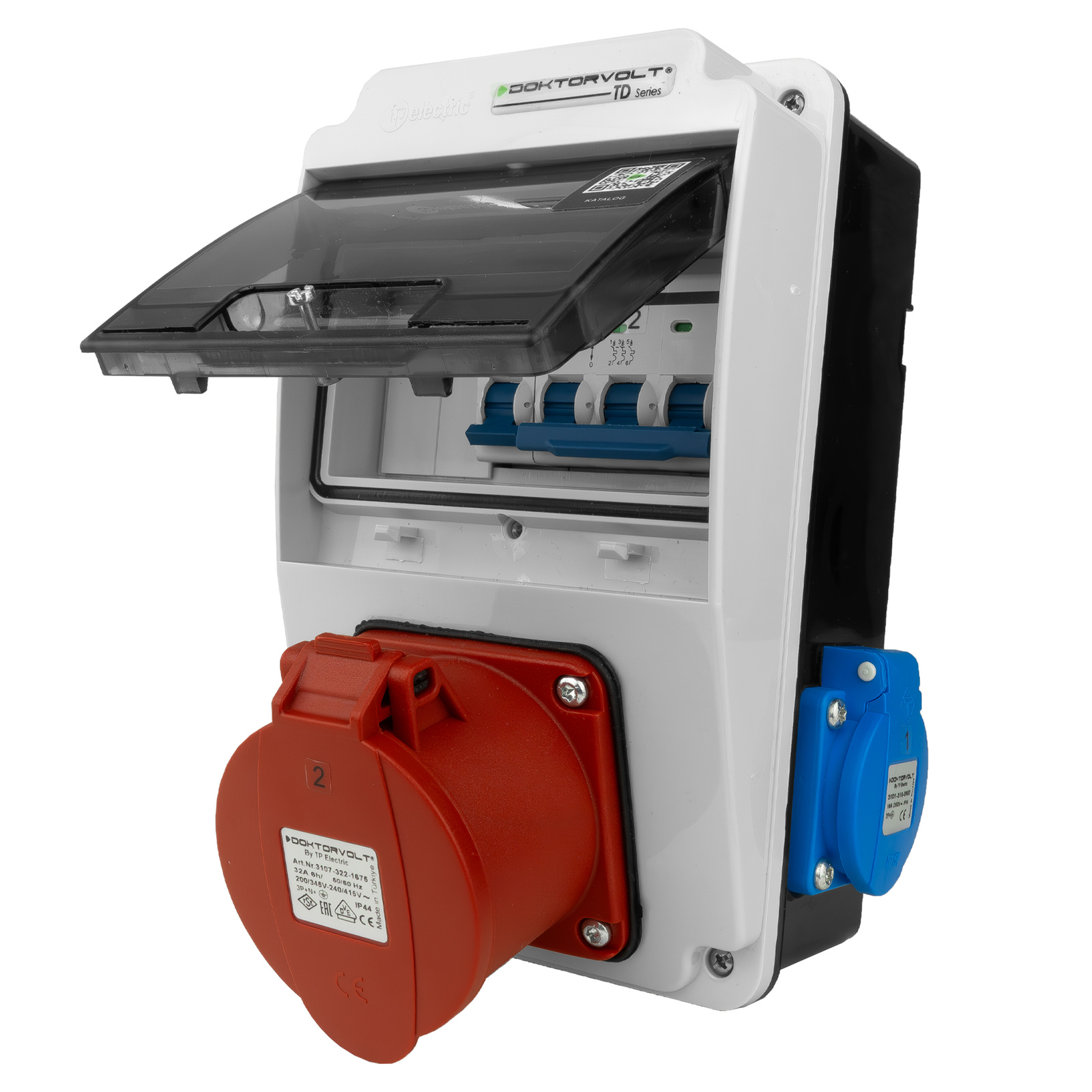 Gebäudeverteiler Xs-s 32a 2x230v Ip44 Steckdose Doktorvolt Dv-5060-d