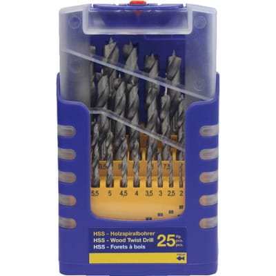 Fisch-Tools Holzspiralbohrersatz 013G 25-teilig Ø 1 - 13 mm 0,5 mm steigend HSS