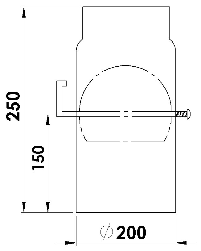 Rauchrohr Ø 200, 250 Mm Lang Drosselklappe/reguliergestänge