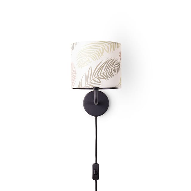 Tischlampe Schreibtischlampe Wandlampe Stoff Nachttisch E14 Blumen Jungle Deko Wandleuchte - Schwarz, Design 1 (Ø18 cm) - Paco Home