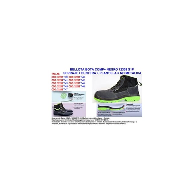 Bellota - acorn boot comp+ 72309 Nr. 44 S1P suede series toe nichtmetallische einlegesohle