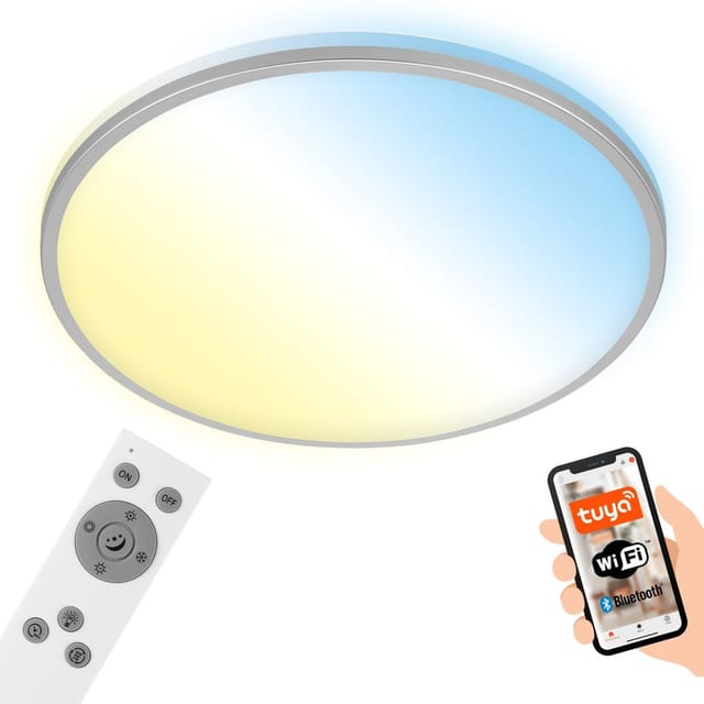 Brilo - led Deckenleuchte cct WiFi Bluetooth App 24W silber Metall-Kunststoff ner