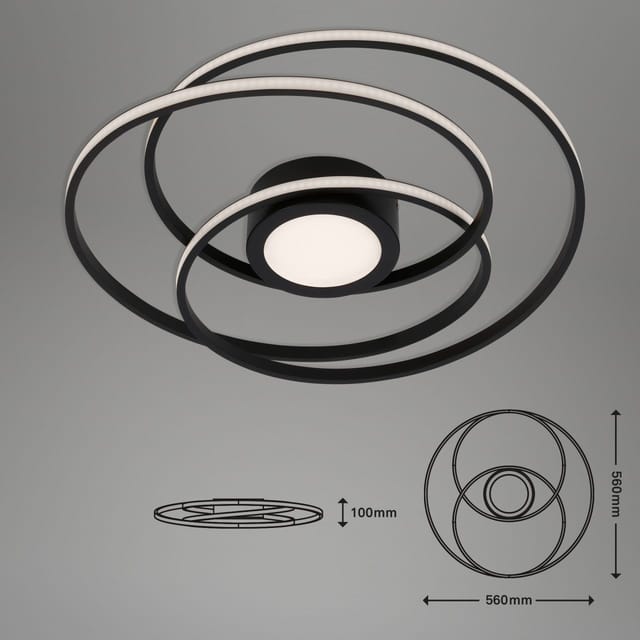 Briloner - Di-Ka led Deckenleuchte Frame Curl ø 56 cm schwarz, mit Mittellicht Deckenleuchte