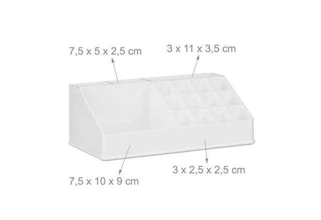 Make Up Organizer klein, 2-teilige Schmink Aufbewahrung Acryl, mit Lippenstifthalter und 4 Schubladen, weiß - Relaxdays
