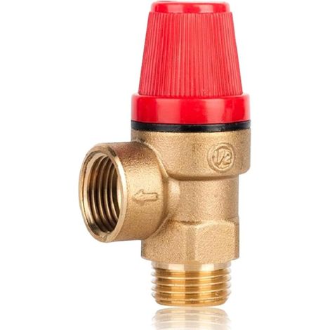 Sicherheitsventil Für Heizkessel, Sicherheitsventil Aus Messing G1/2'', Dn15 Einweg-sicherheitsventil Mit Federgewinde Für Geschlossene Warmwasserbereiter (6 Bar Dn15)