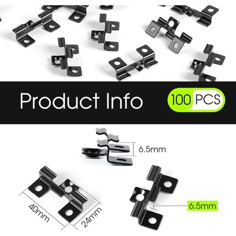 100 Wpc-clips, Befestigungsclips Aus Edelstahl Für Terrassendielen, 6,5 Mm, Für Verbundböden, Unsichtbare Befestigung, 6,5 Mm Klemmbereich, Schwarz