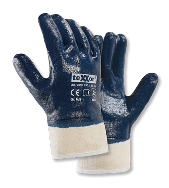 Nitril-Handschuhe 233911 Gr.11 vollbeschichtet, beige/blau - Texxor