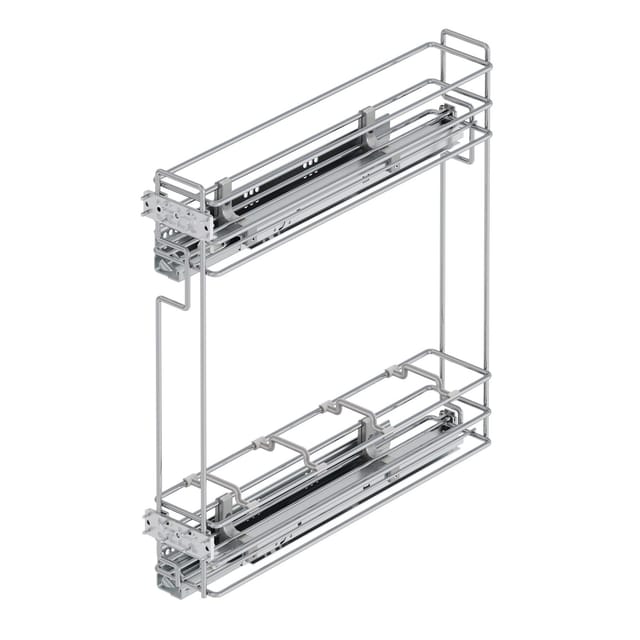 Emuca - Flaschenregal Suprastar, ausziehbar, mit Schließautomatik, Modul 150mm, Stahl, Verchromt