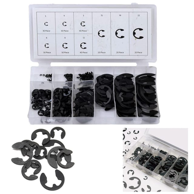 Trade Shop Traesio - Trade Shop - Seeger-Gummiringe, Set mit 300 Stück, sortiert, Unterlegscheiben, E-Clips, elastischer Ring -
