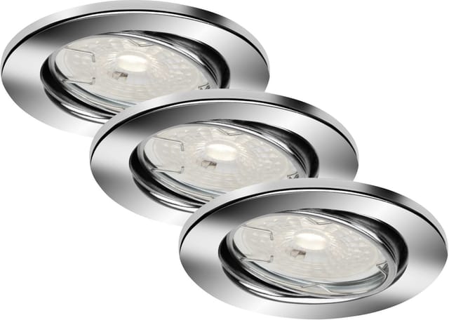 Brilo - Di-Ka led Einbauleuchte Dimm 3er Set chrom ø 8,6 cm GU10 5,5 w Einbauleuchte