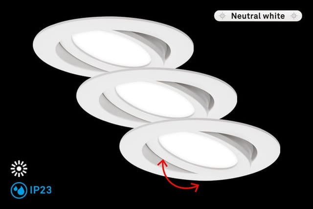 Briloner - led Einbauleuchten 3er Set schwenkbar IP23 7W weiß Kunststoff Ø10,6 cm