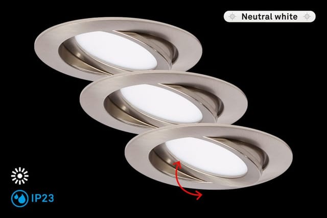 Led Einbauleuchten 3er Set schwenkbar IP23 7W silber Kunststoff Brilo ner