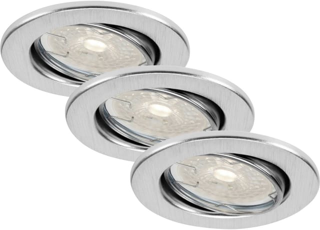LED Einbauleuchten 3er Set dimmbar schwenkbar GU10 5,5W Metall Ø8,6cm Briloner